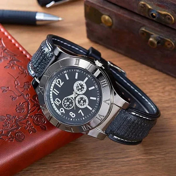 Aishru™Men's Military USB Lighter Watch